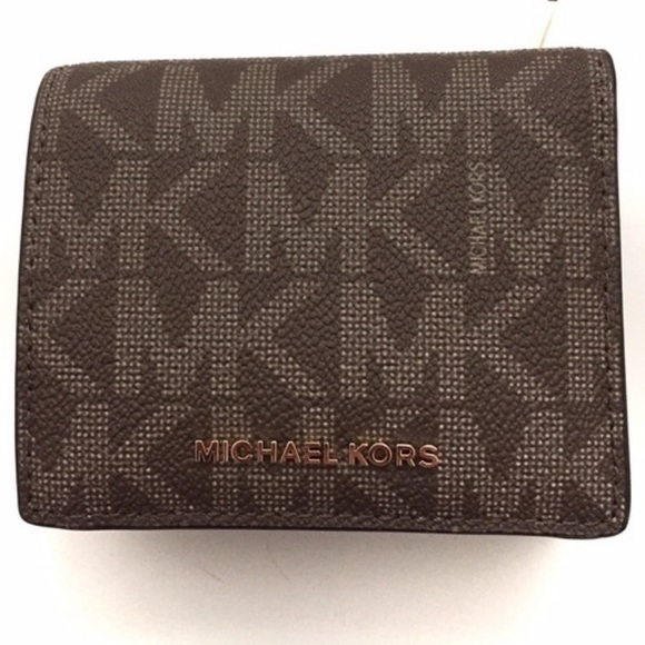 NEW MICHAEL KORS MK LOGO JET SET TRAVEL BIFOLD WALLET BROWN ⭐️⭐️⭐️⭐️ - Picture 10 of 10